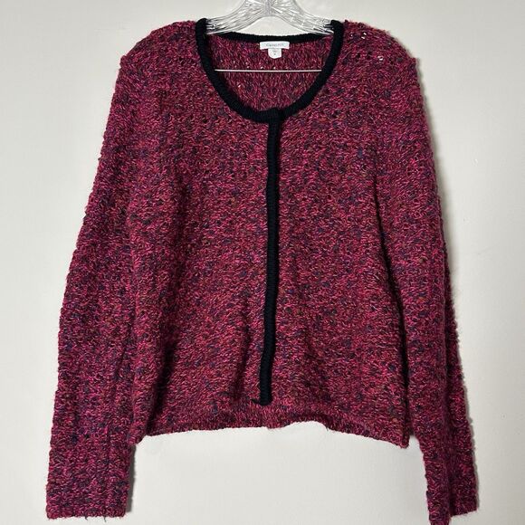 Garnet Hill Womens XL Pink Mohair Wool Blend Knit Snap Front Cardigan Sweater - Picture 1 of 6